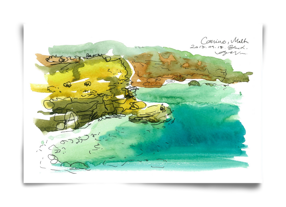 MALTA AQUARELLE NO.1, 60x40 cm, Keret nélkül