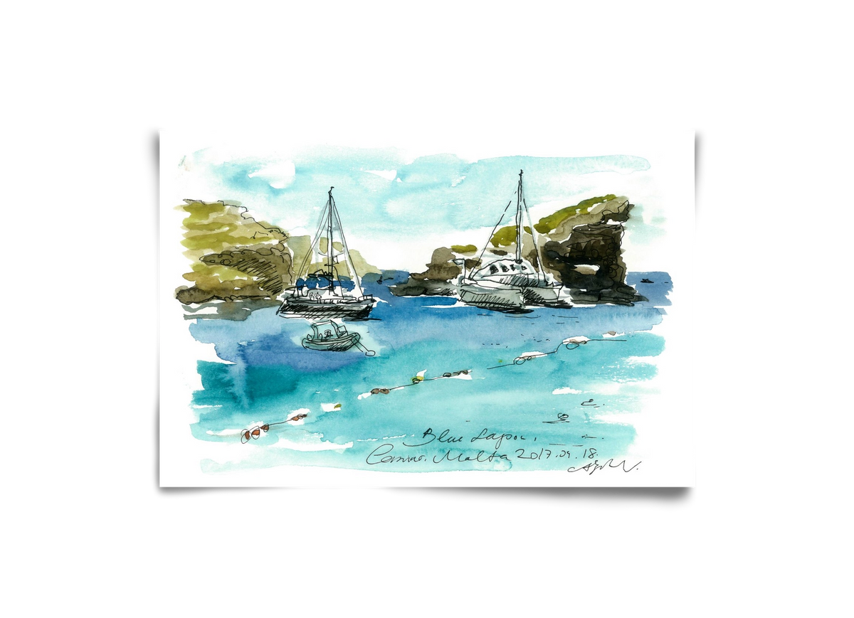 MALTA AQUARELLE NO.2, 30x20 cm, Keret nélkül