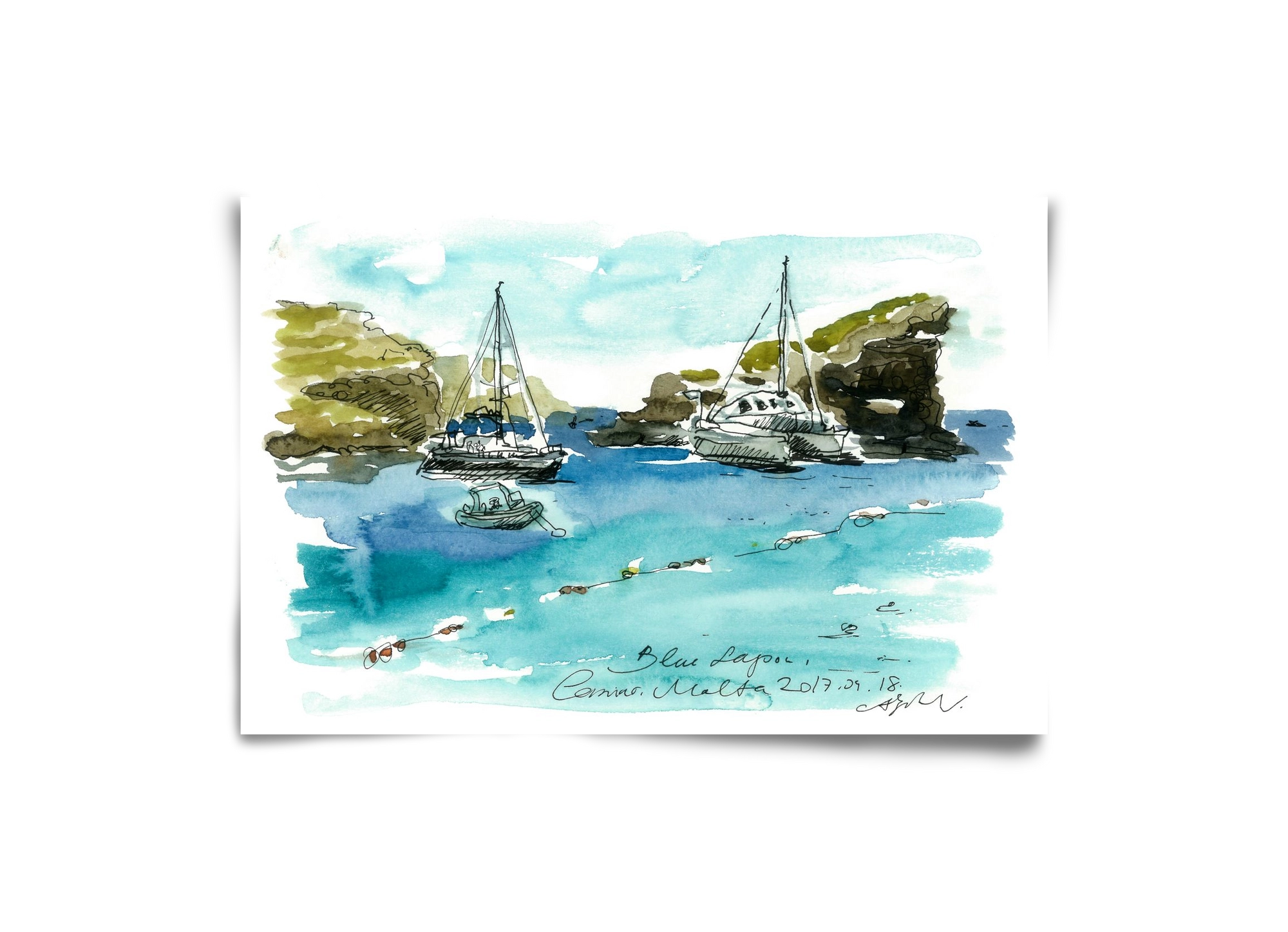 MALTA AQUARELLE NO.2, 30x20 cm, Keret nélkül