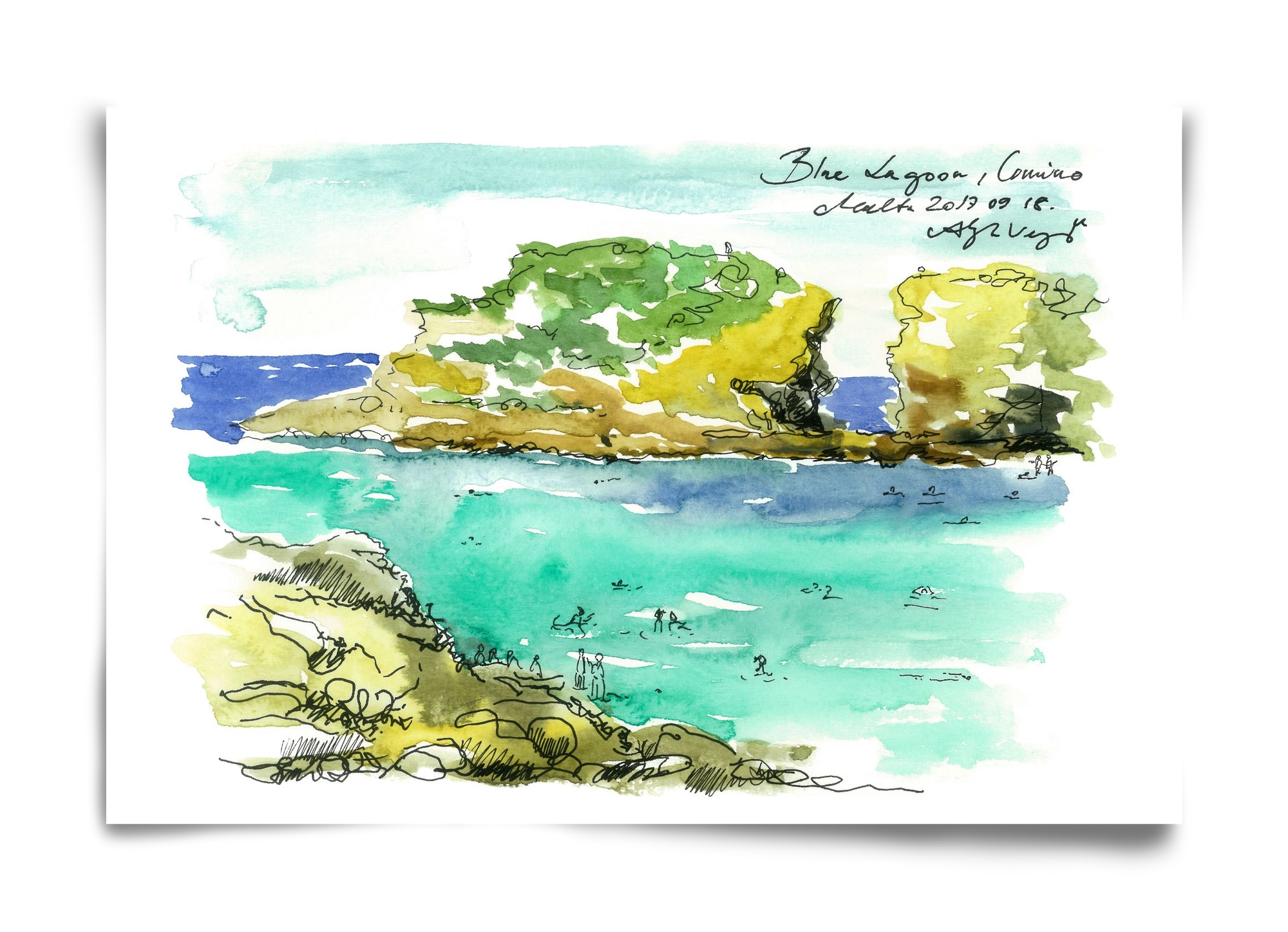 MALTA AQUARELLE NO.3, 60x40 cm, Keret nélkül