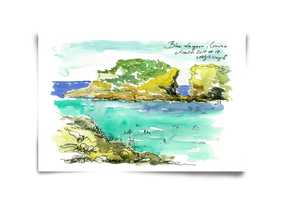 MALTA AQUARELLE NO.3, 45x30 cm, Keret nélkül