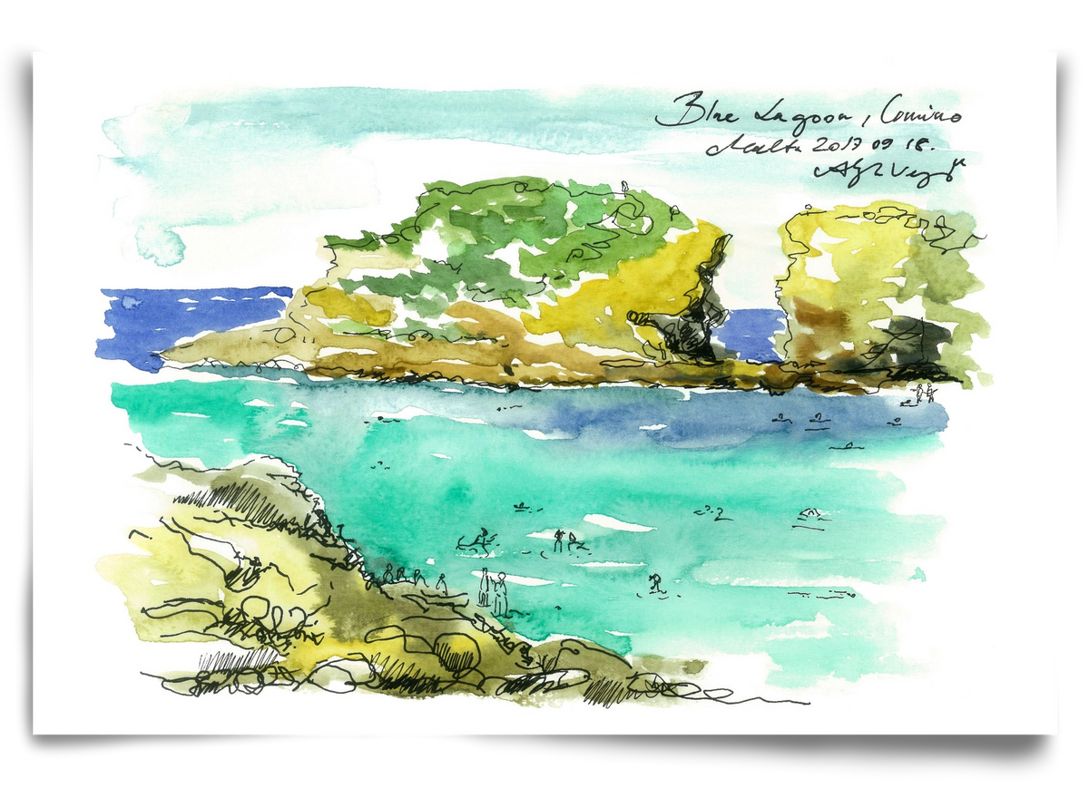 MALTA AQUARELLE NO.3, 90x60 cm, Keret nélkül