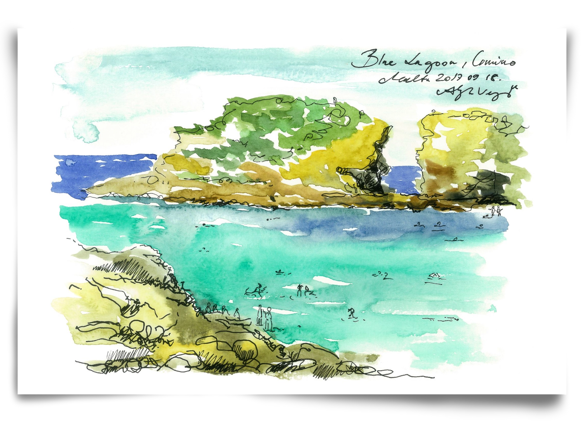 MALTA AQUARELLE NO.3, 90x60 cm, Keret nélkül