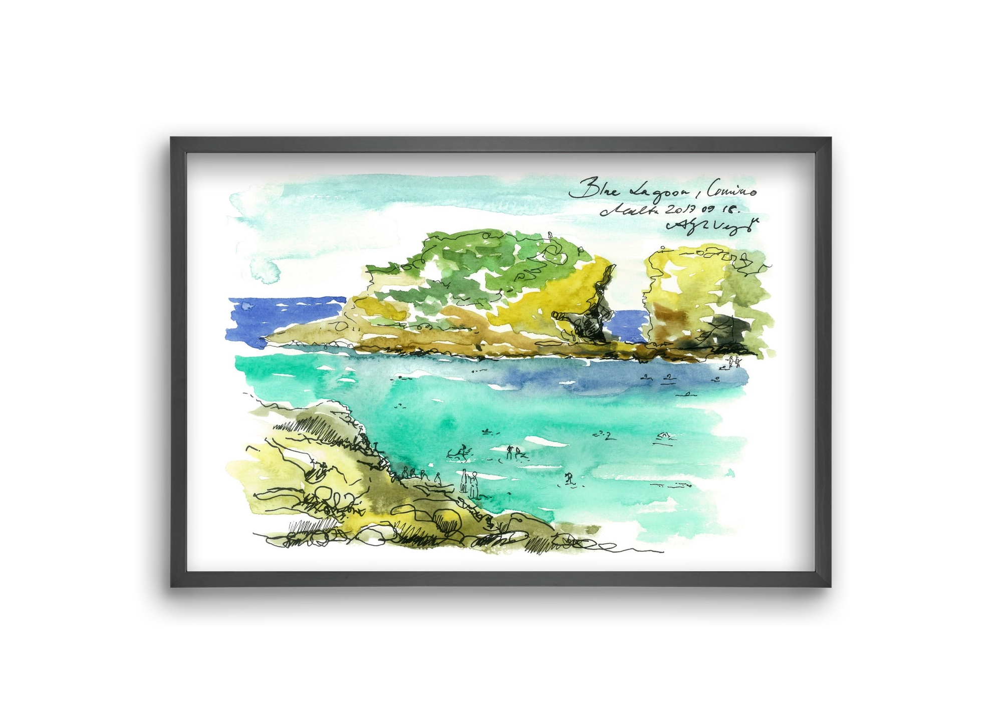 MALTA AQUARELLE NO.3, 30x20 cm (30x20 cm), Fekete keret