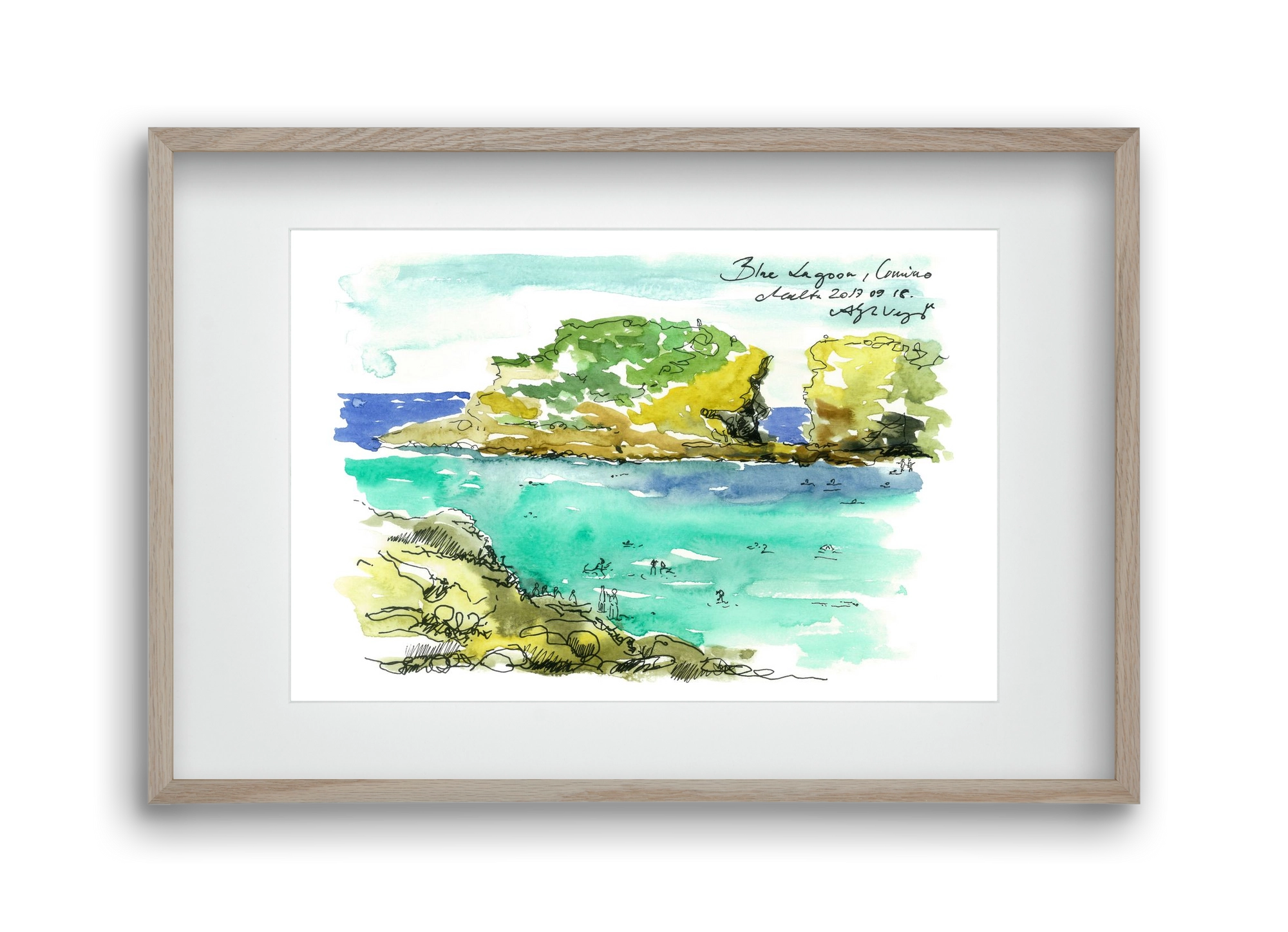 MALTA AQUARELLE NO.3, 45x30 cm (30x20 cm), Tölgy keret, paszpartuval