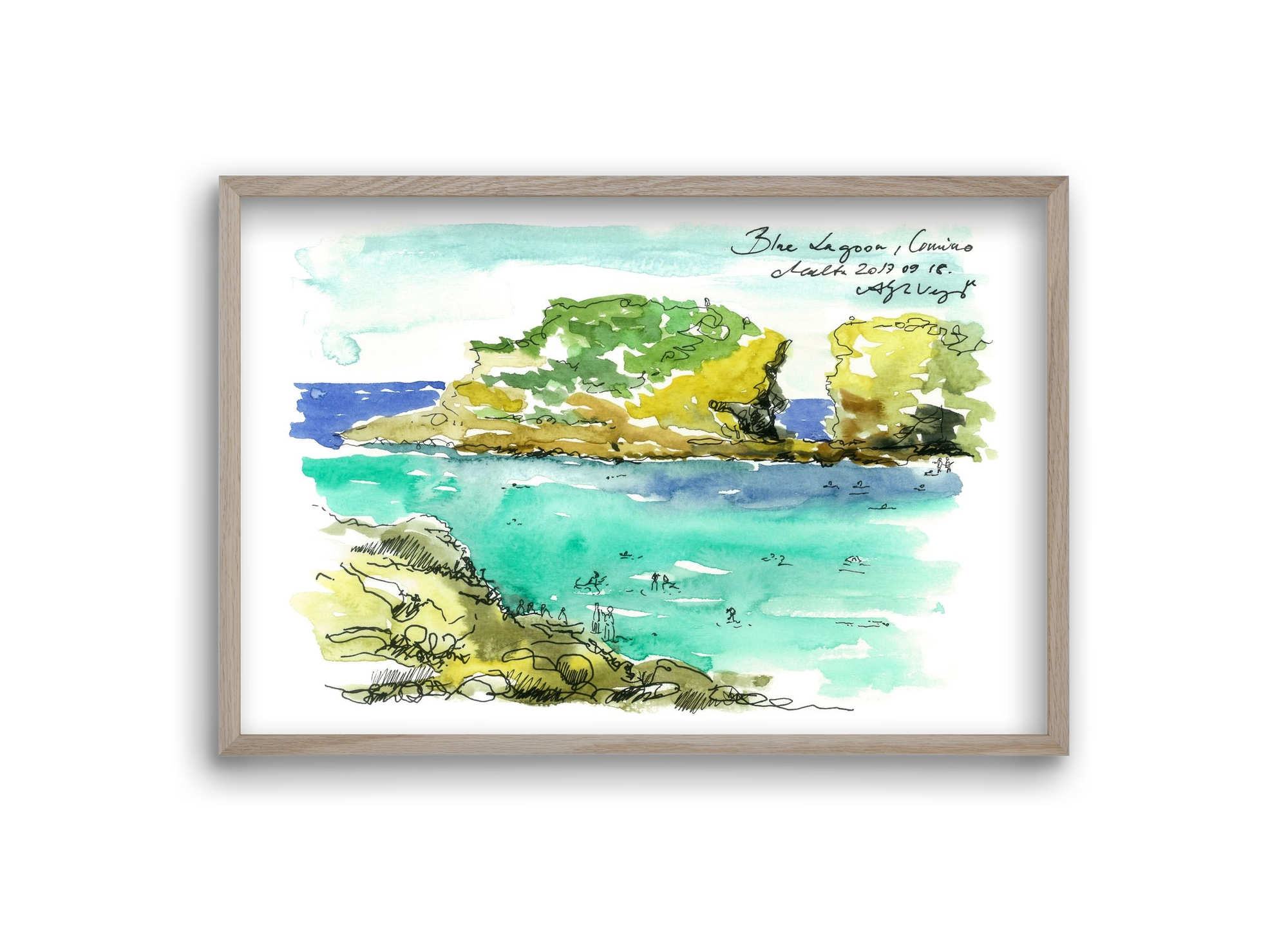 MALTA AQUARELLE NO.3, 30x20 cm (30x20 cm), Tölgy keret