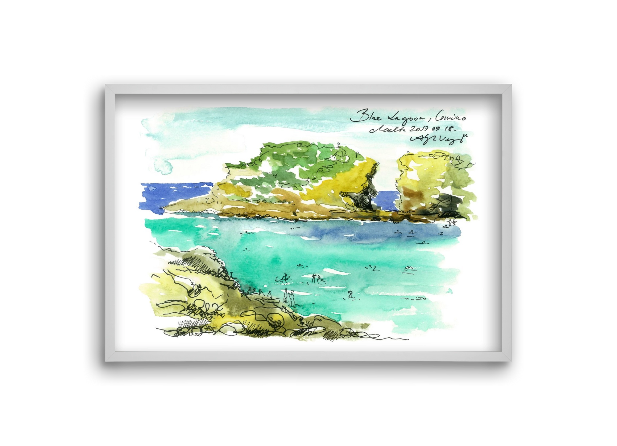 MALTA AQUARELLE NO.3, 30x20 cm (30x20 cm), Fehér keret