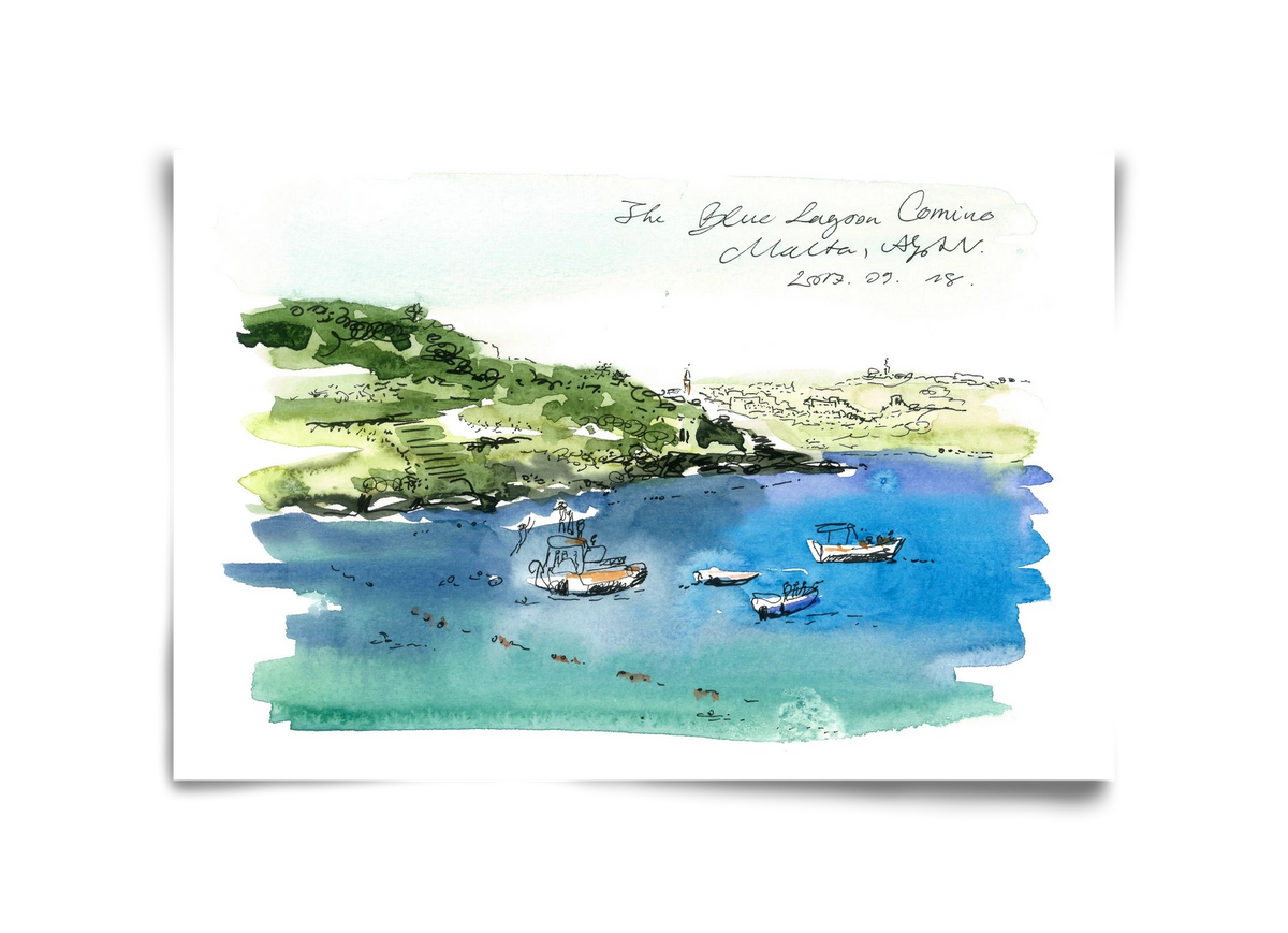 MALTA AQUARELLE NO.4, 45x30 cm, Keret nélkül