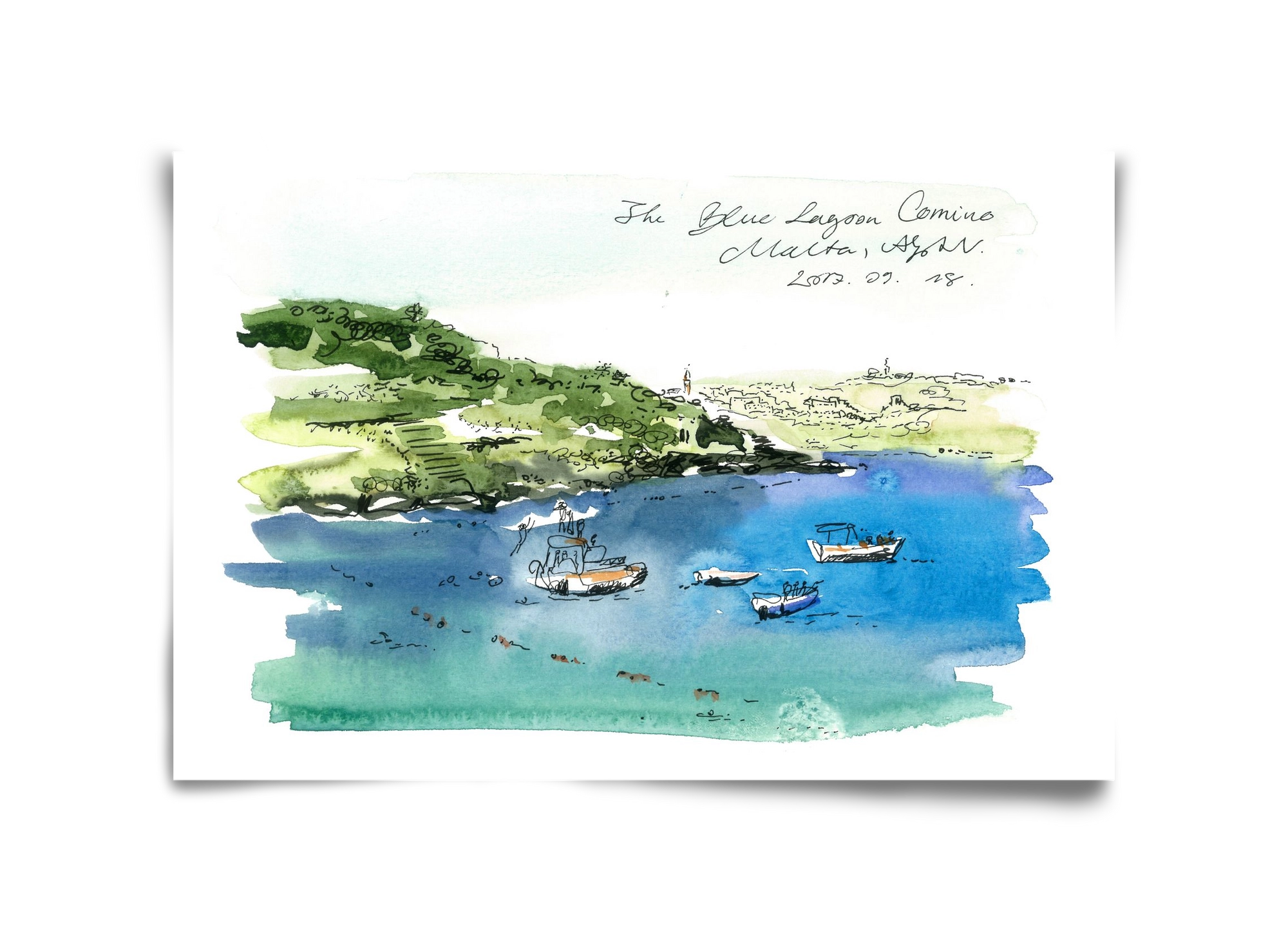 MALTA AQUARELLE NO.4, 45x30 cm, Keret nélkül