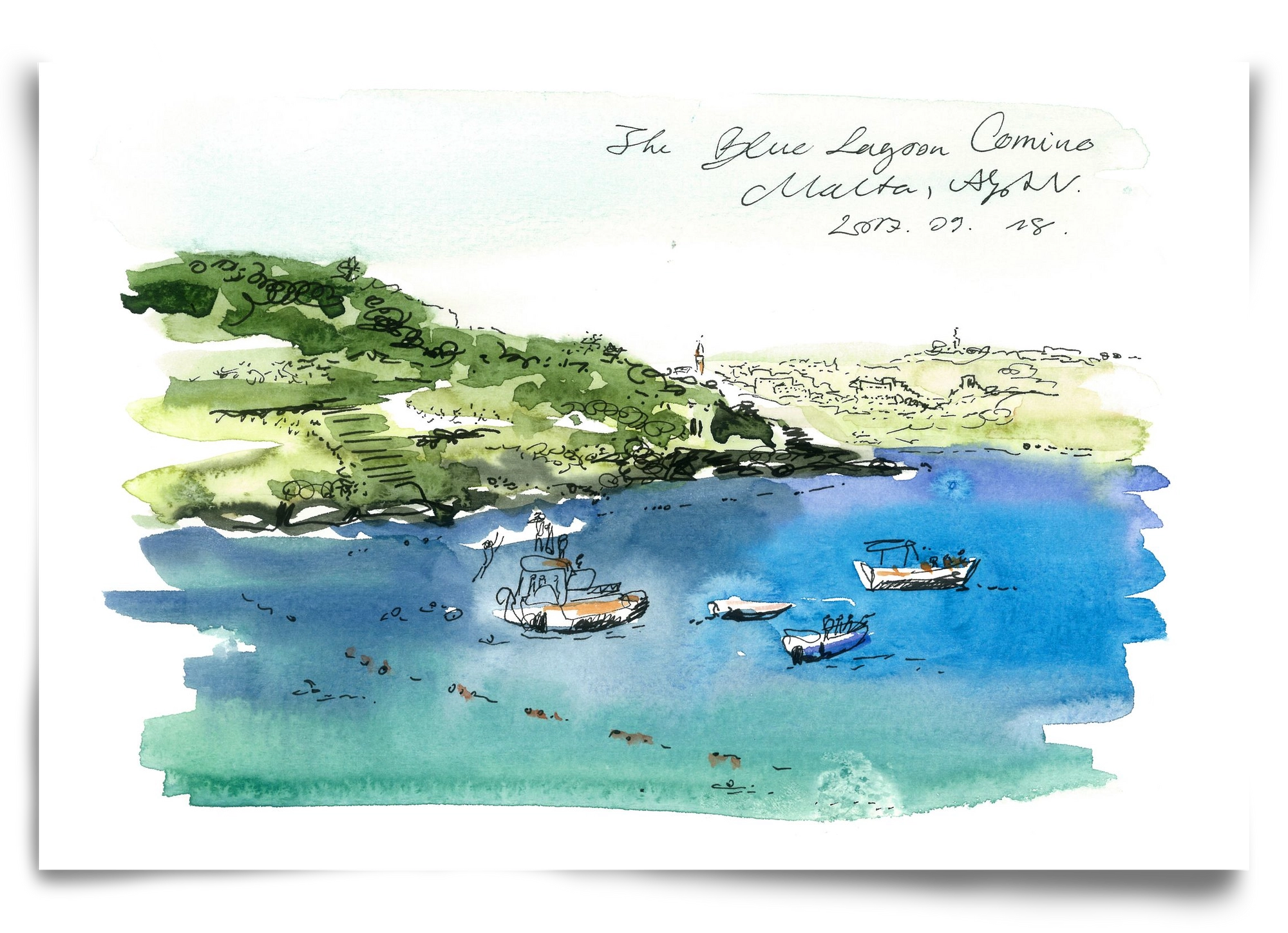 MALTA AQUARELLE NO.4, 90x60 cm, Keret nélkül