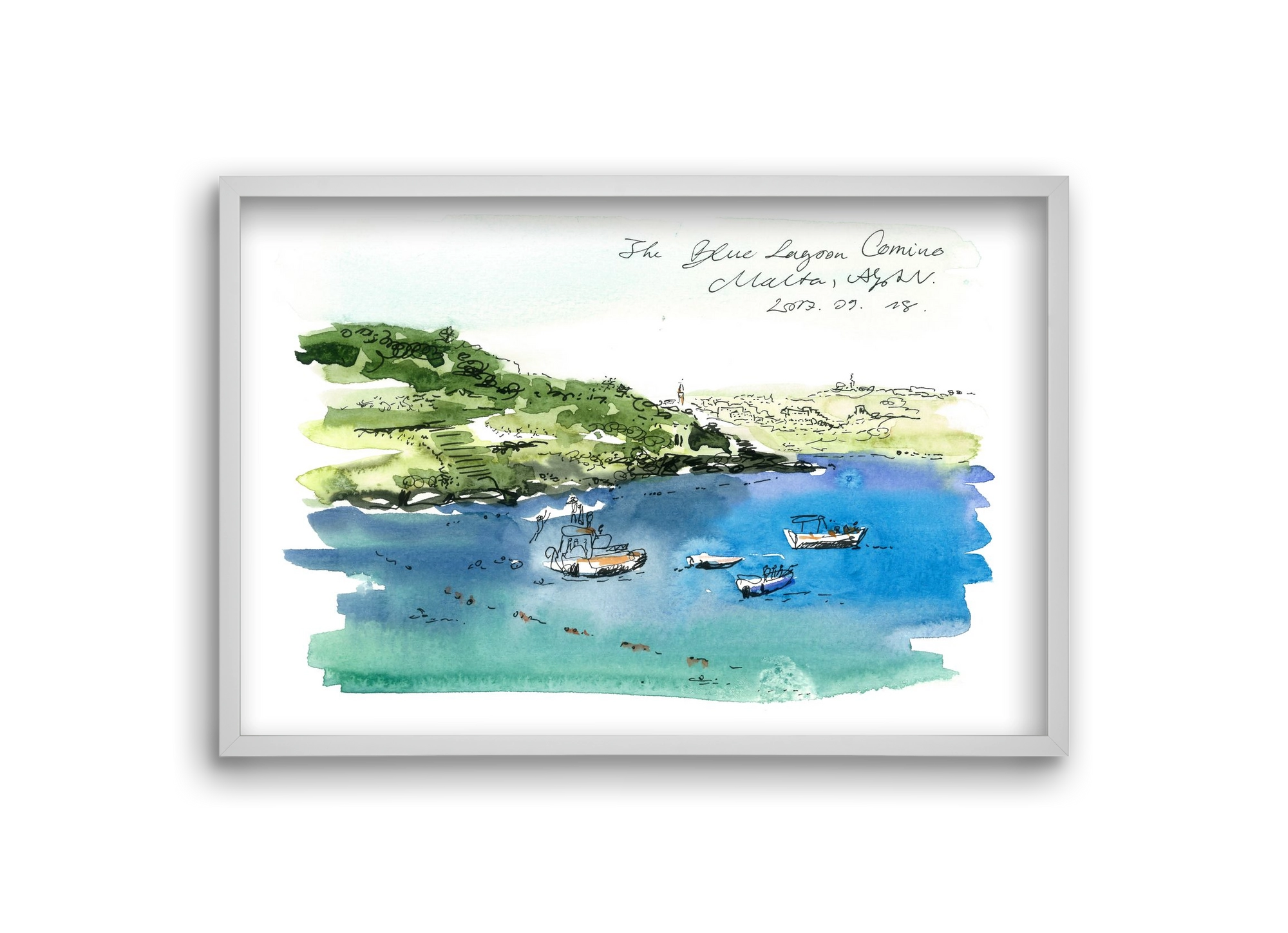 MALTA AQUARELLE NO.4, 30x20 cm (30x20 cm), Fehér keret