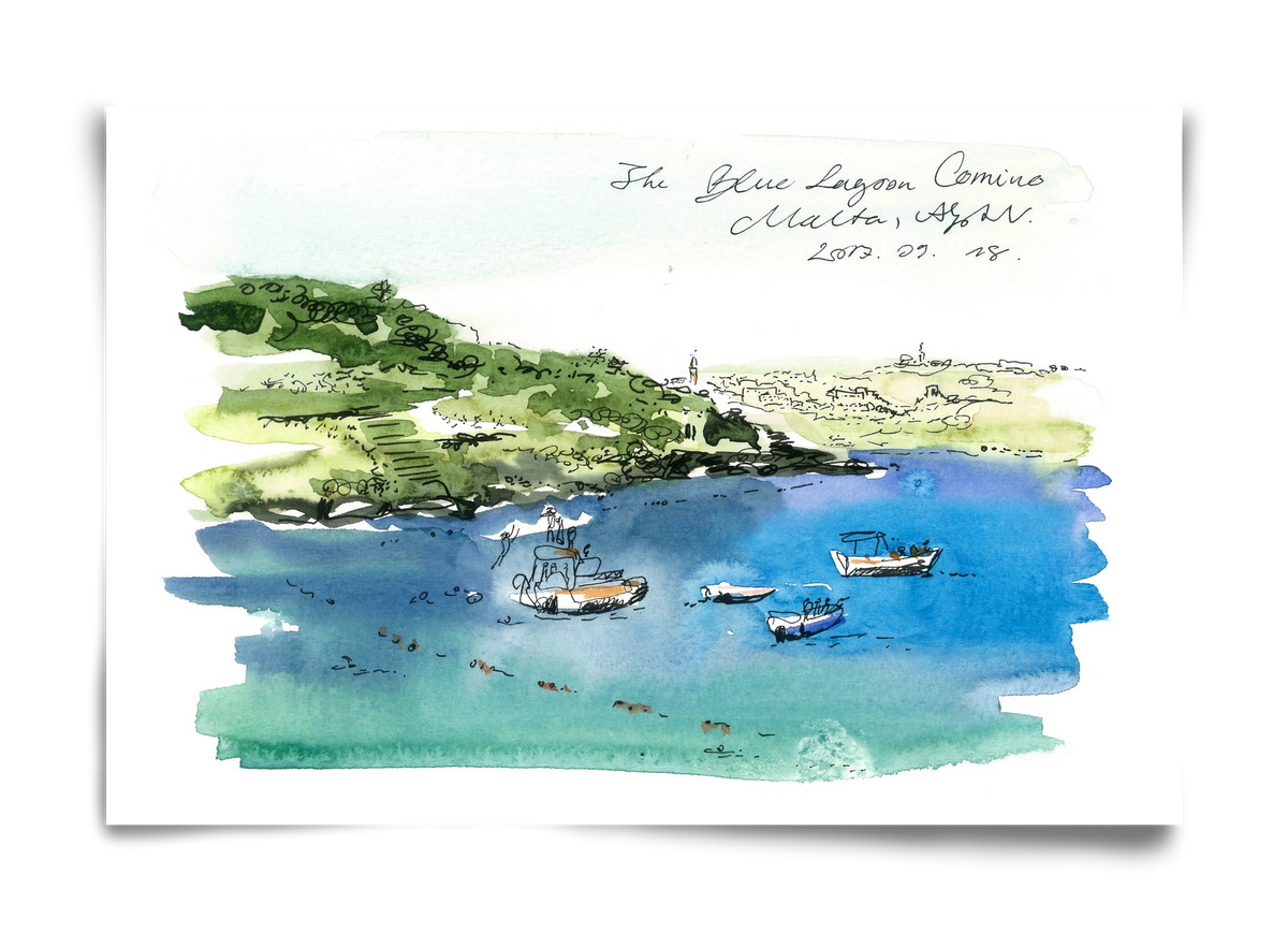 MALTA AQUARELLE NO.4, 60x40 cm, Keret nélkül