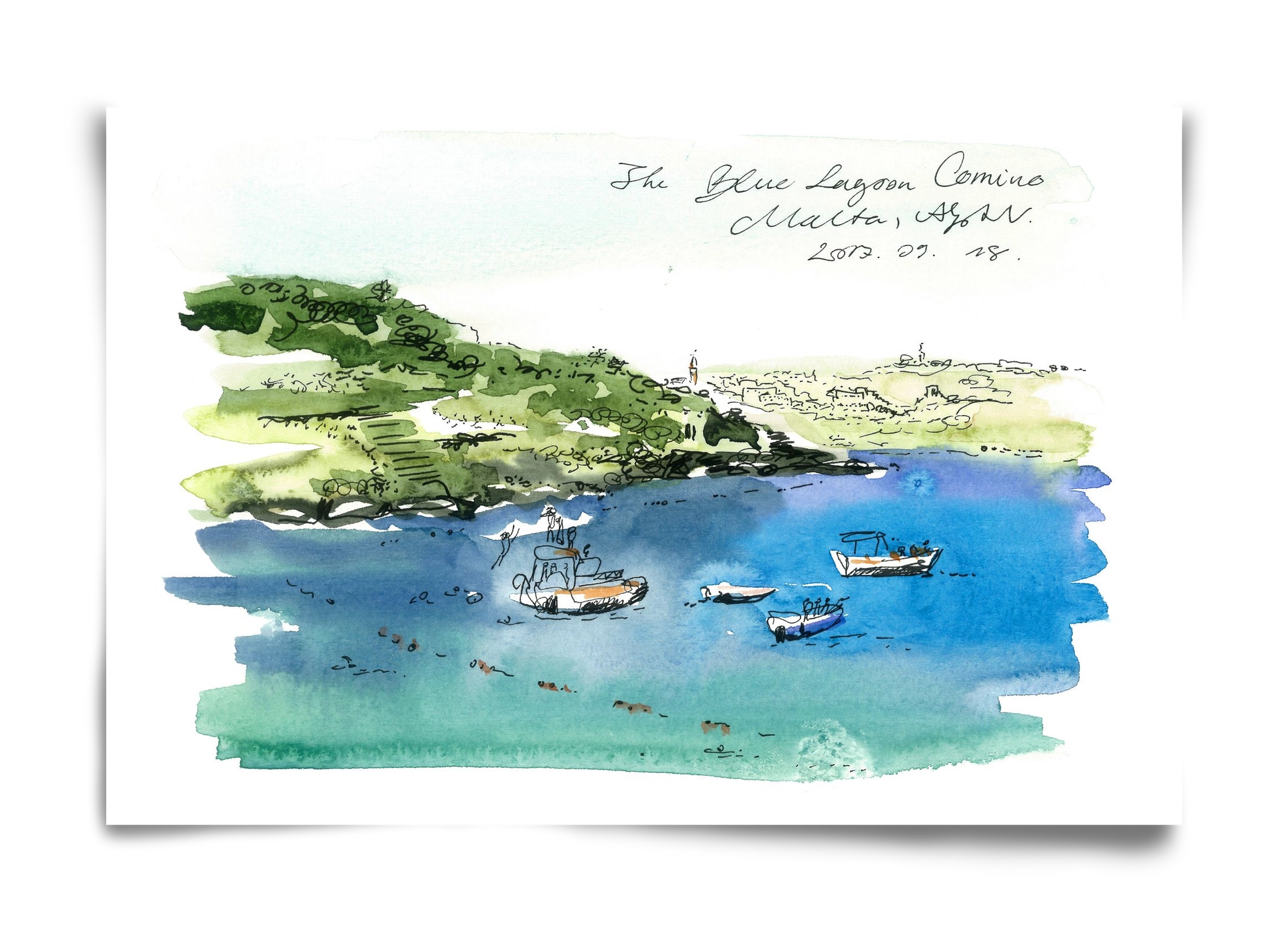 MALTA AQUARELLE NO.4, 60x40 cm, Keret nélkül