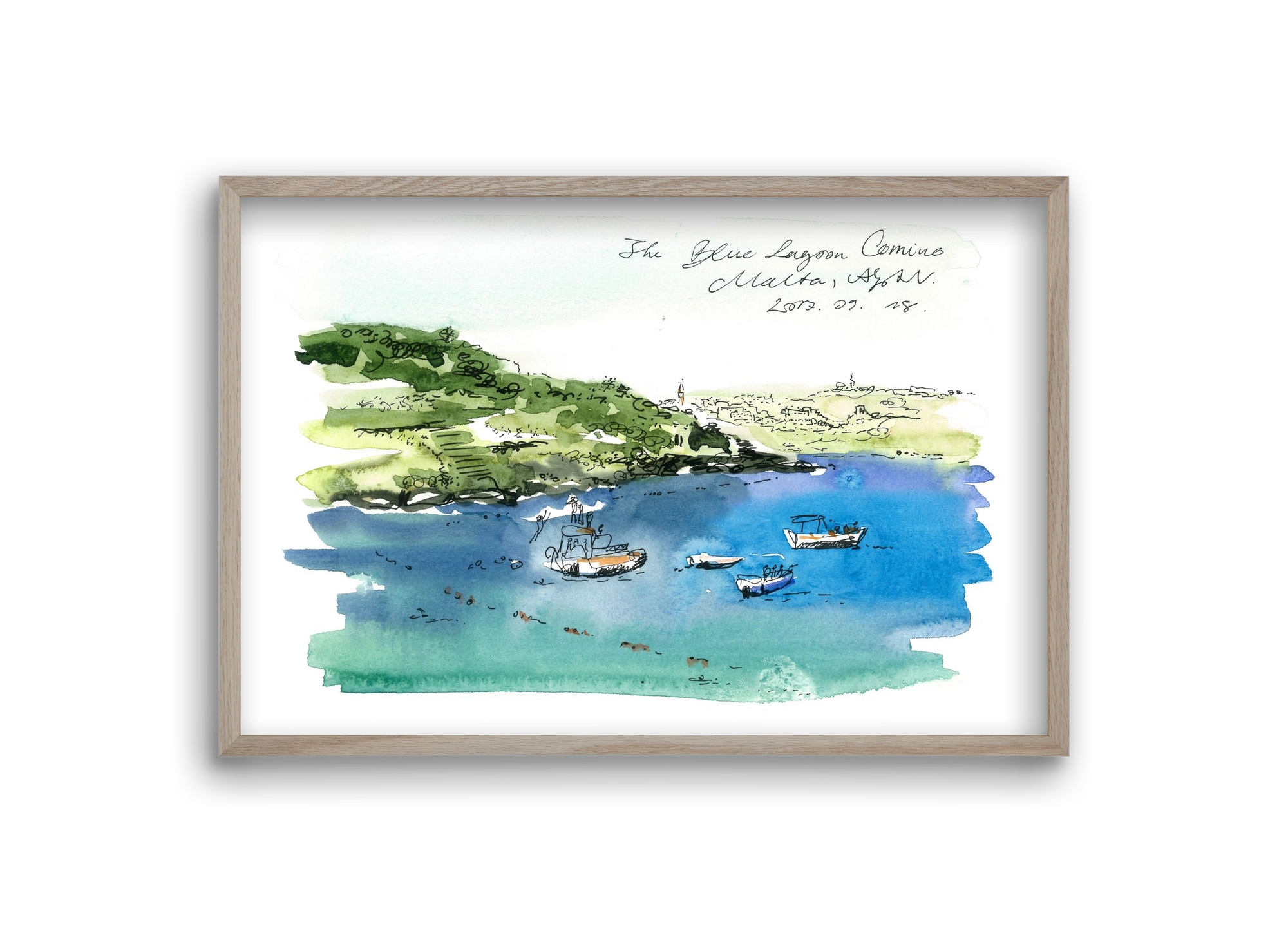 MALTA AQUARELLE NO.4, 30x20 cm (30x20 cm), Tölgy keret