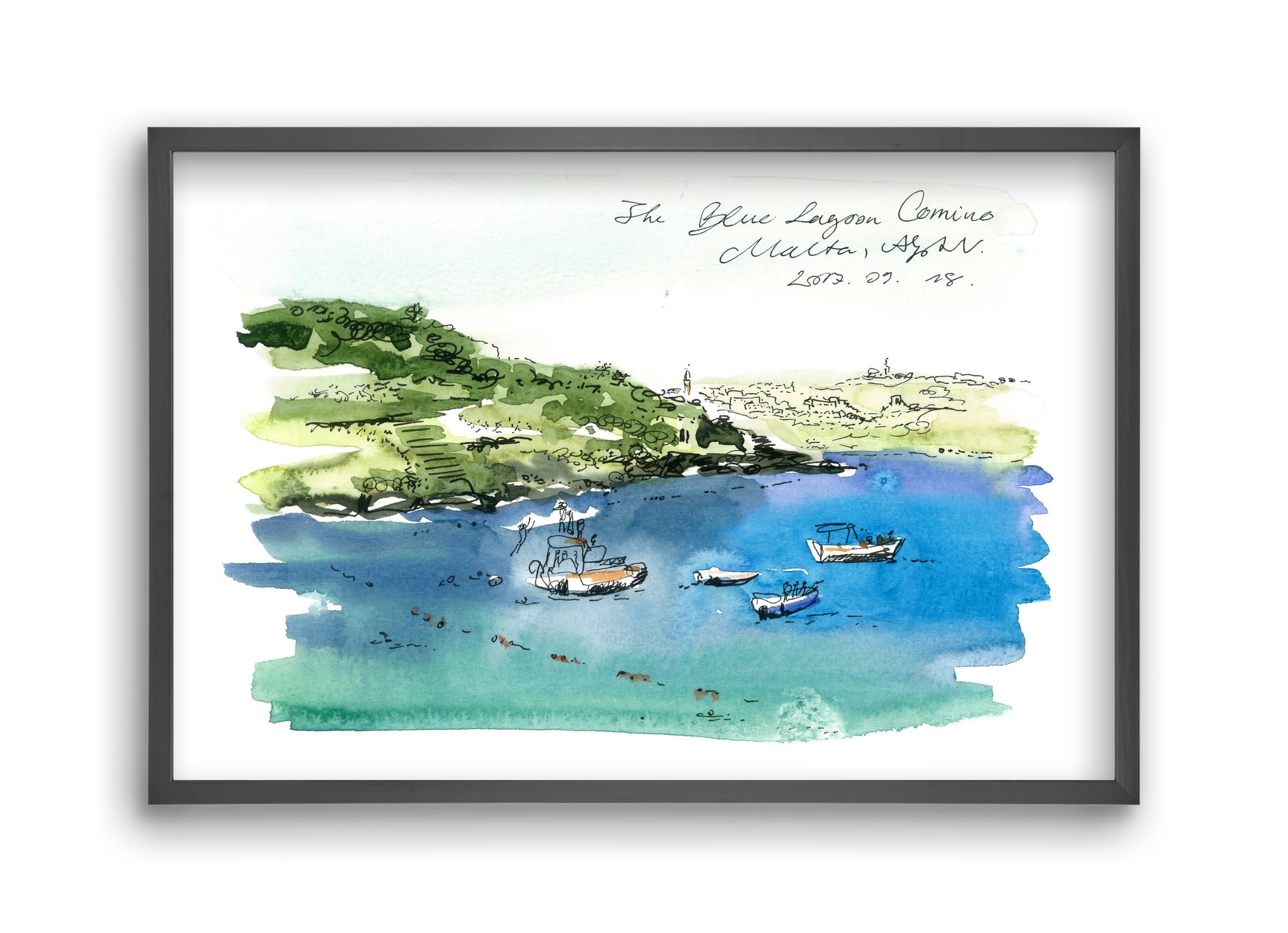 MALTA AQUARELLE NO.4, 45x30 cm (45x30 cm), Fekete keret