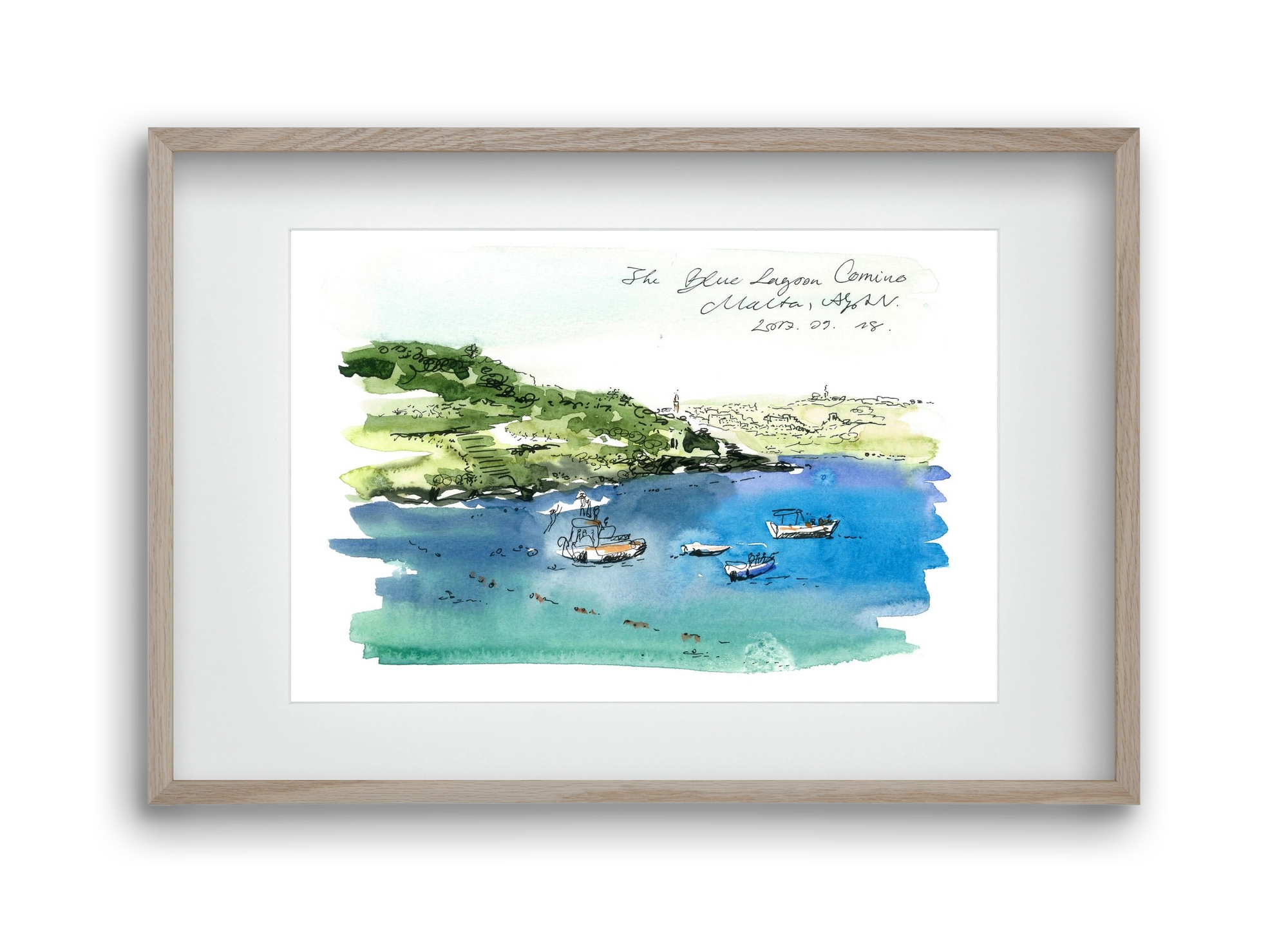 MALTA AQUARELLE NO.4, 45x30 cm (30x20 cm), Tölgy keret, paszpartuval