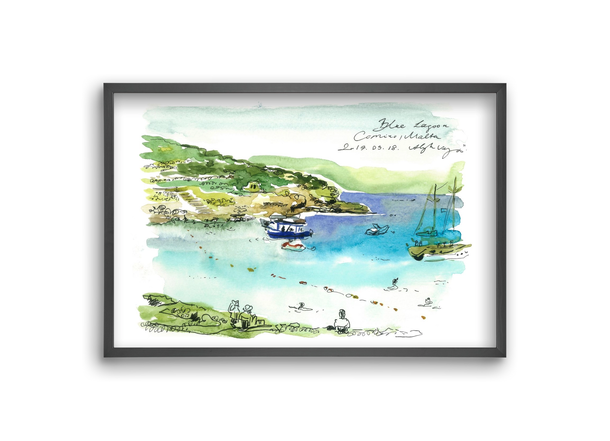 MALTA AQUARELLE NO.5, 30x20 cm (30x20 cm), Fekete keret