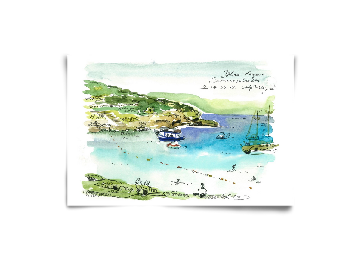 MALTA AQUARELLE NO.5, 30x20 cm, Keret nélkül