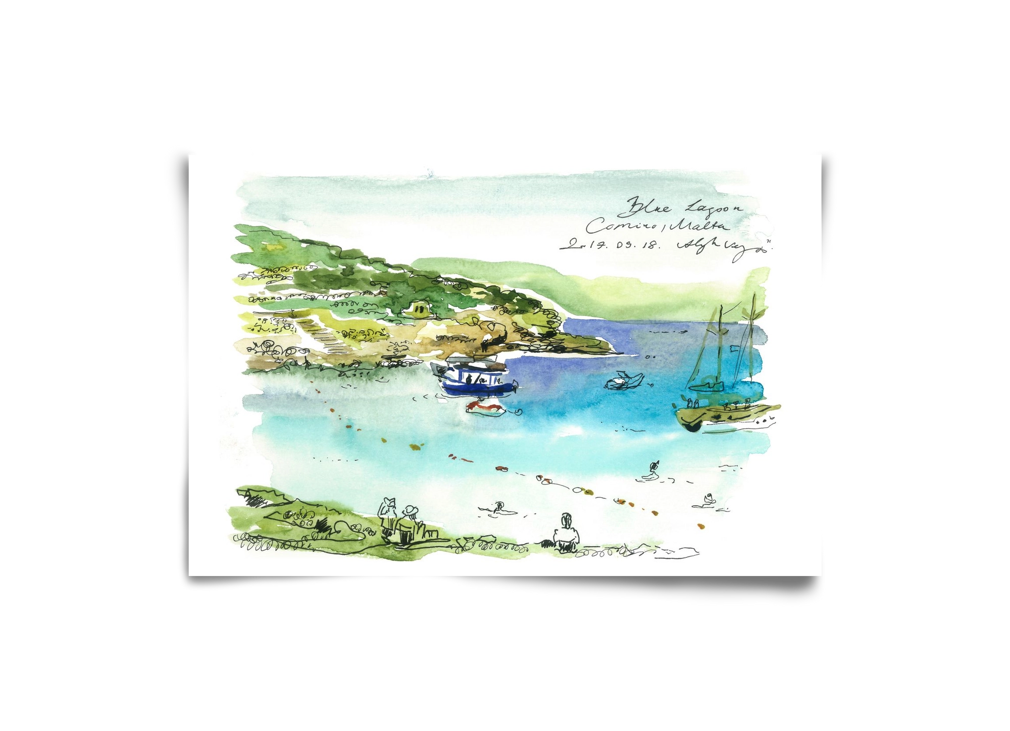 MALTA AQUARELLE NO.5, 30x20 cm, Keret nélkül