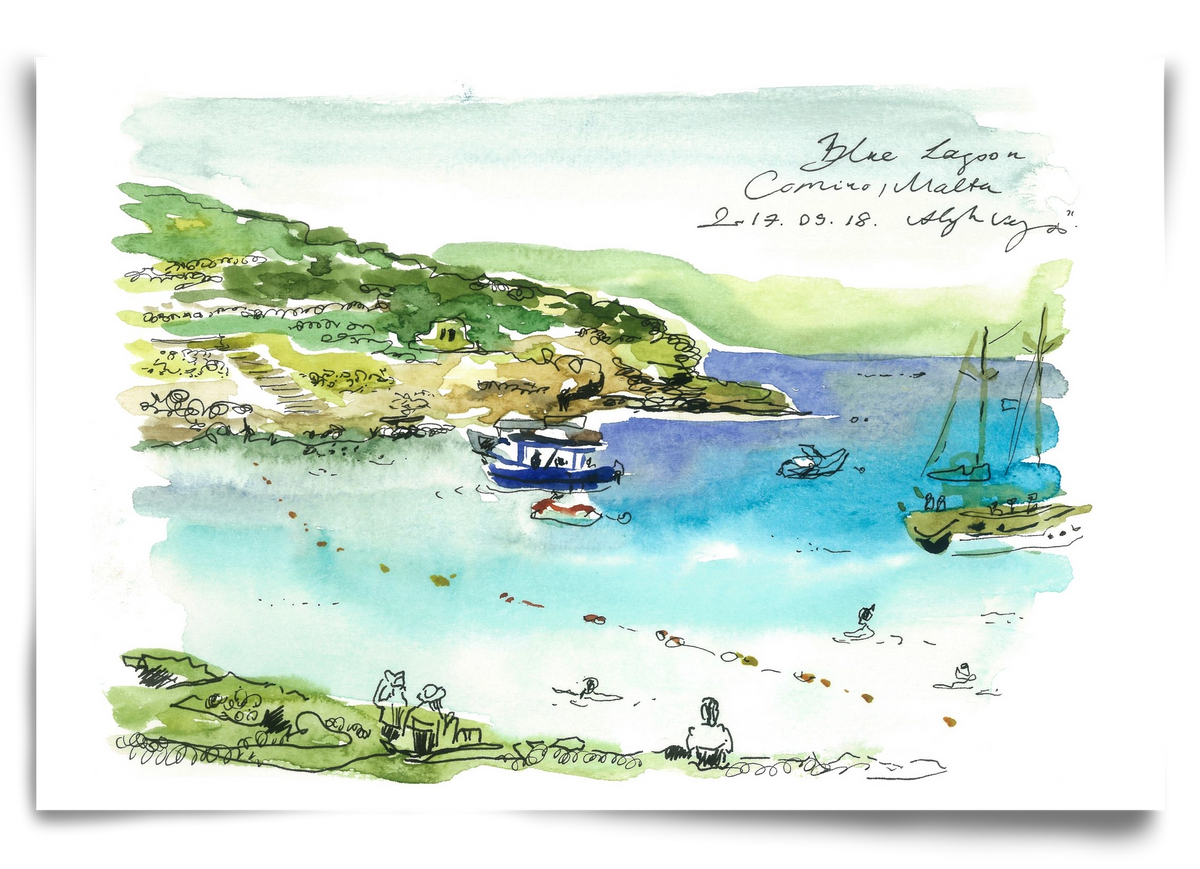 MALTA AQUARELLE NO.5, 90x60 cm, Keret nélkül