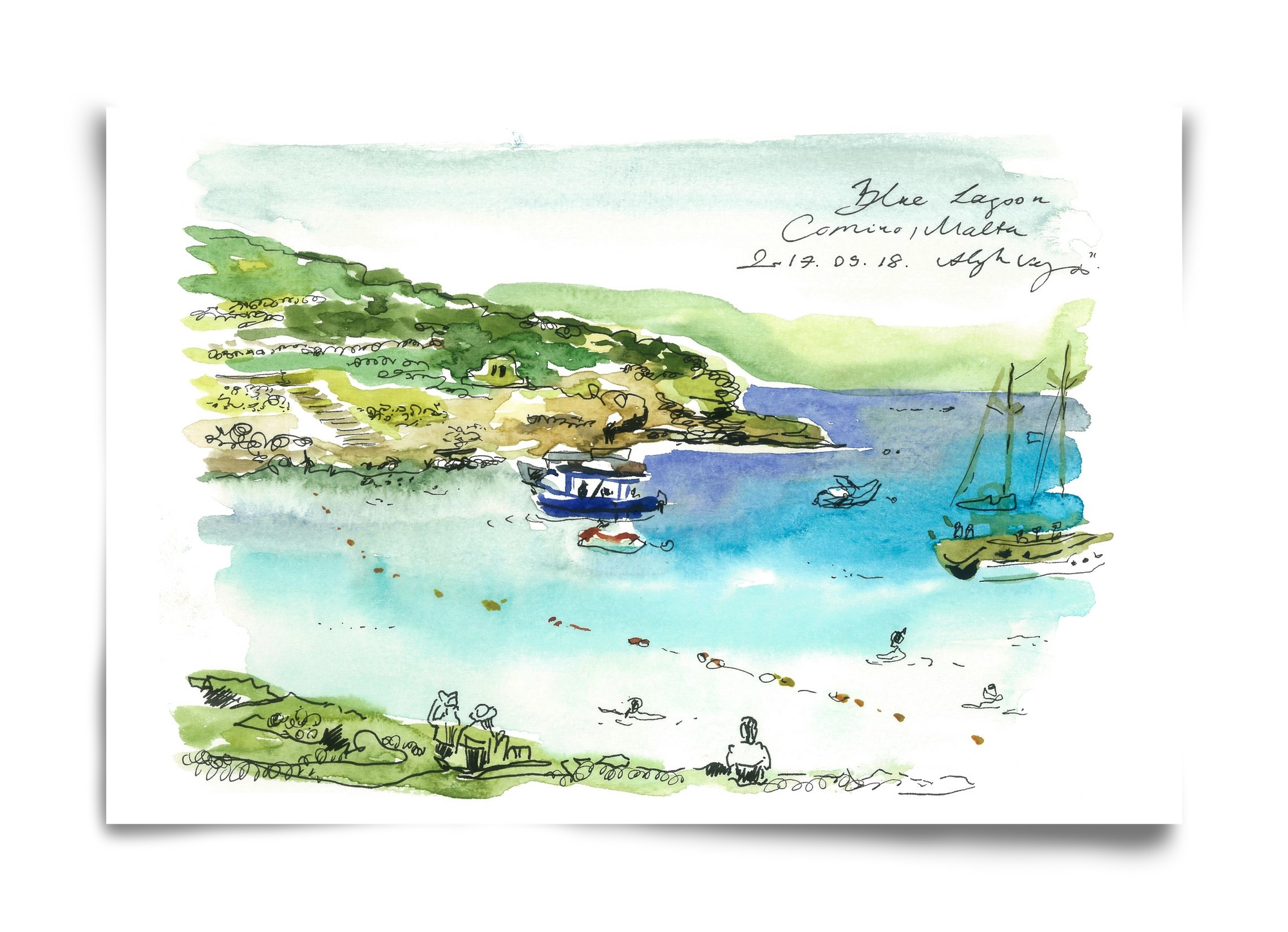 MALTA AQUARELLE NO.5, 60x40 cm, Keret nélkül