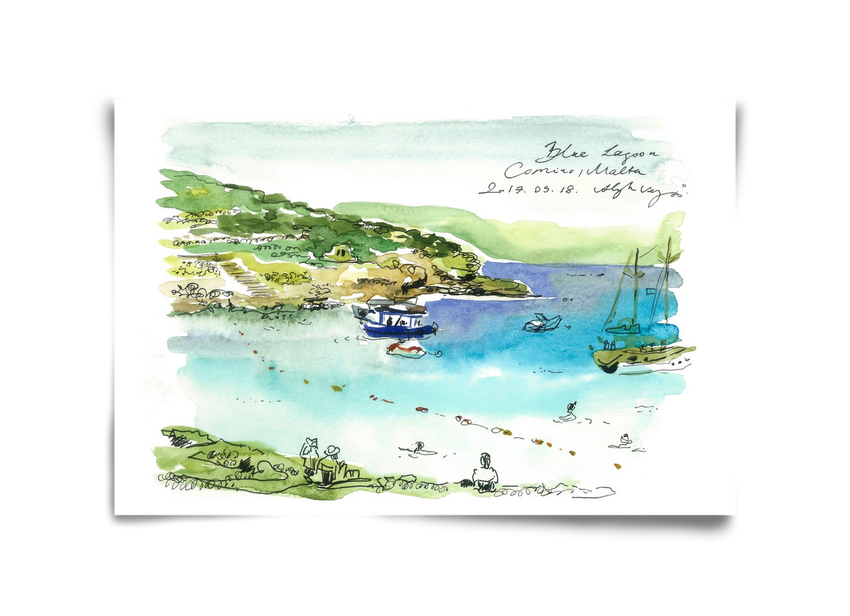 MALTA AQUARELLE NO.5, 45x30 cm, Keret nélkül