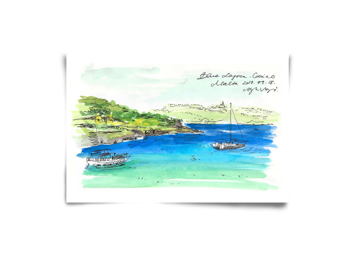 MALTA AQUARELLE NO.6, 30x20 cm, Keret nélkül