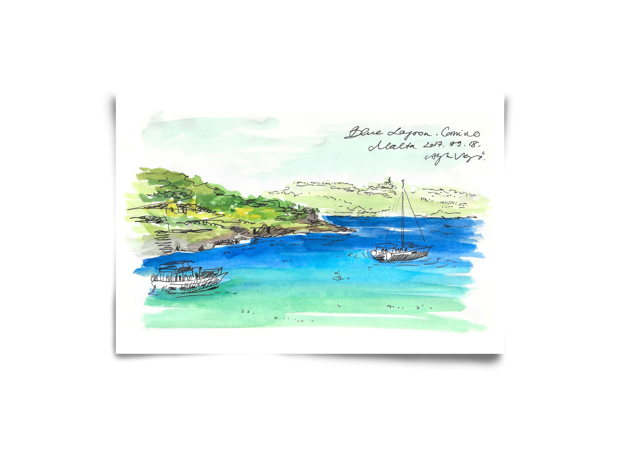 MALTA AQUARELLE NO.6, 30x20 cm, Keret nélkül