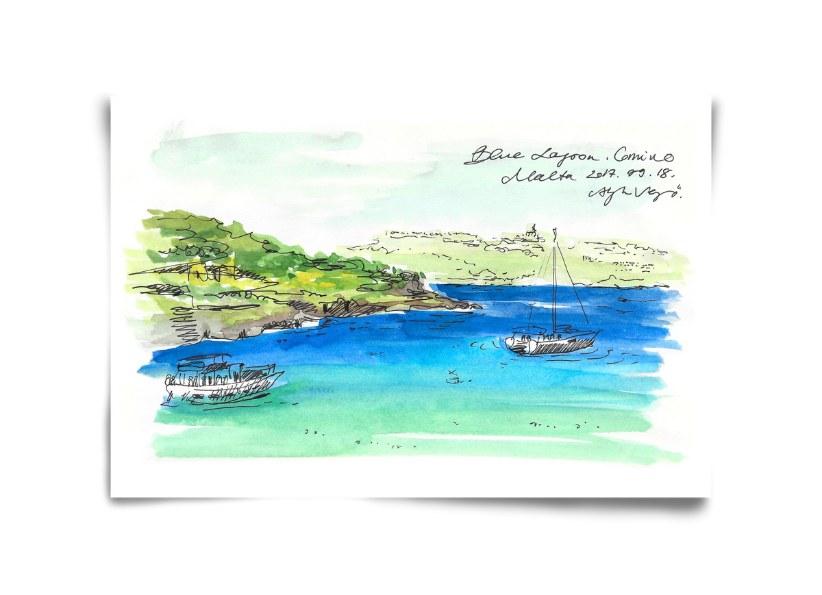 MALTA AQUARELLE NO.6, 45x30 cm, Keret nélkül