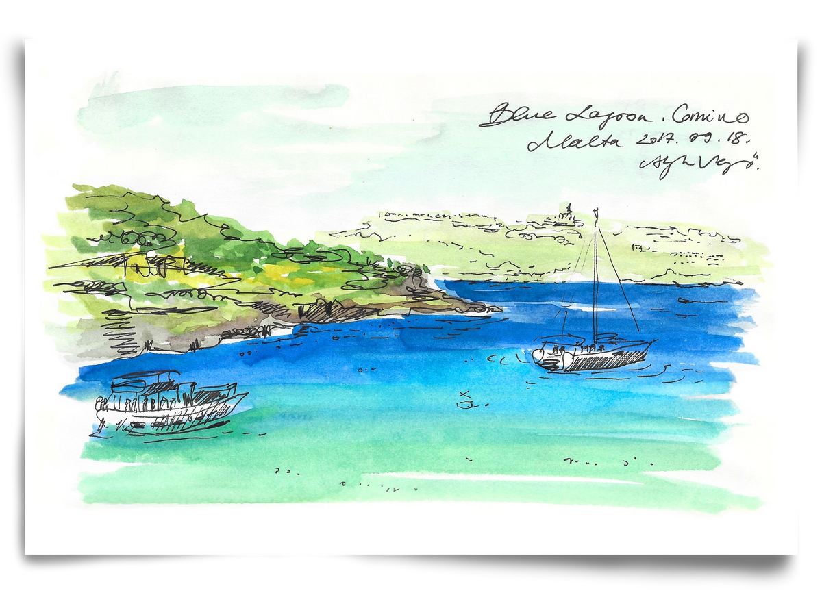 MALTA AQUARELLE NO.6, 90x60 cm, Keret nélkül