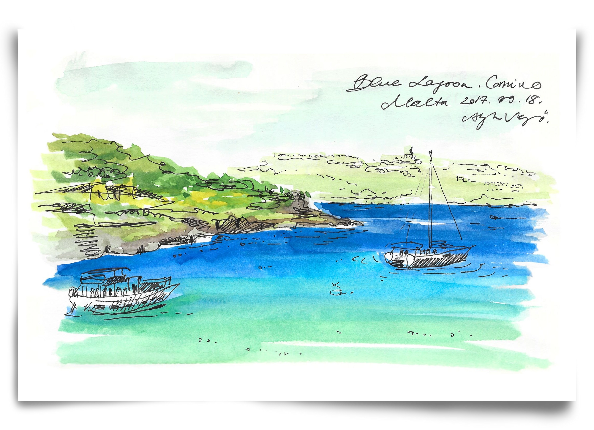 MALTA AQUARELLE NO.6, 90x60 cm, Keret nélkül