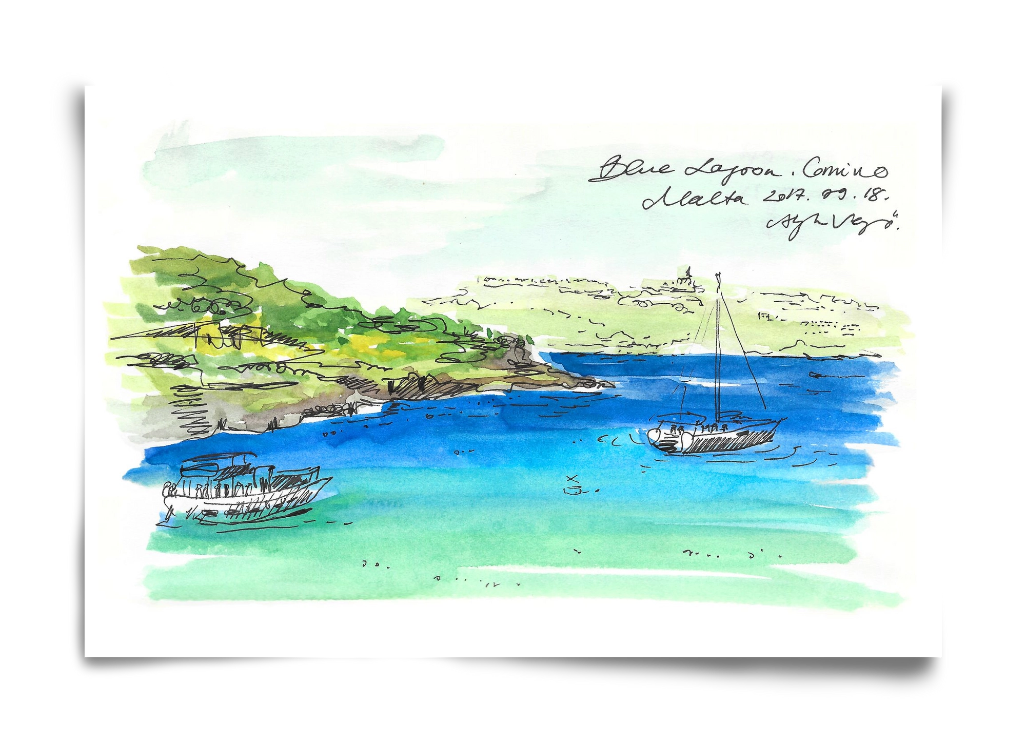 MALTA AQUARELLE NO.6, 60x40 cm, Keret nélkül