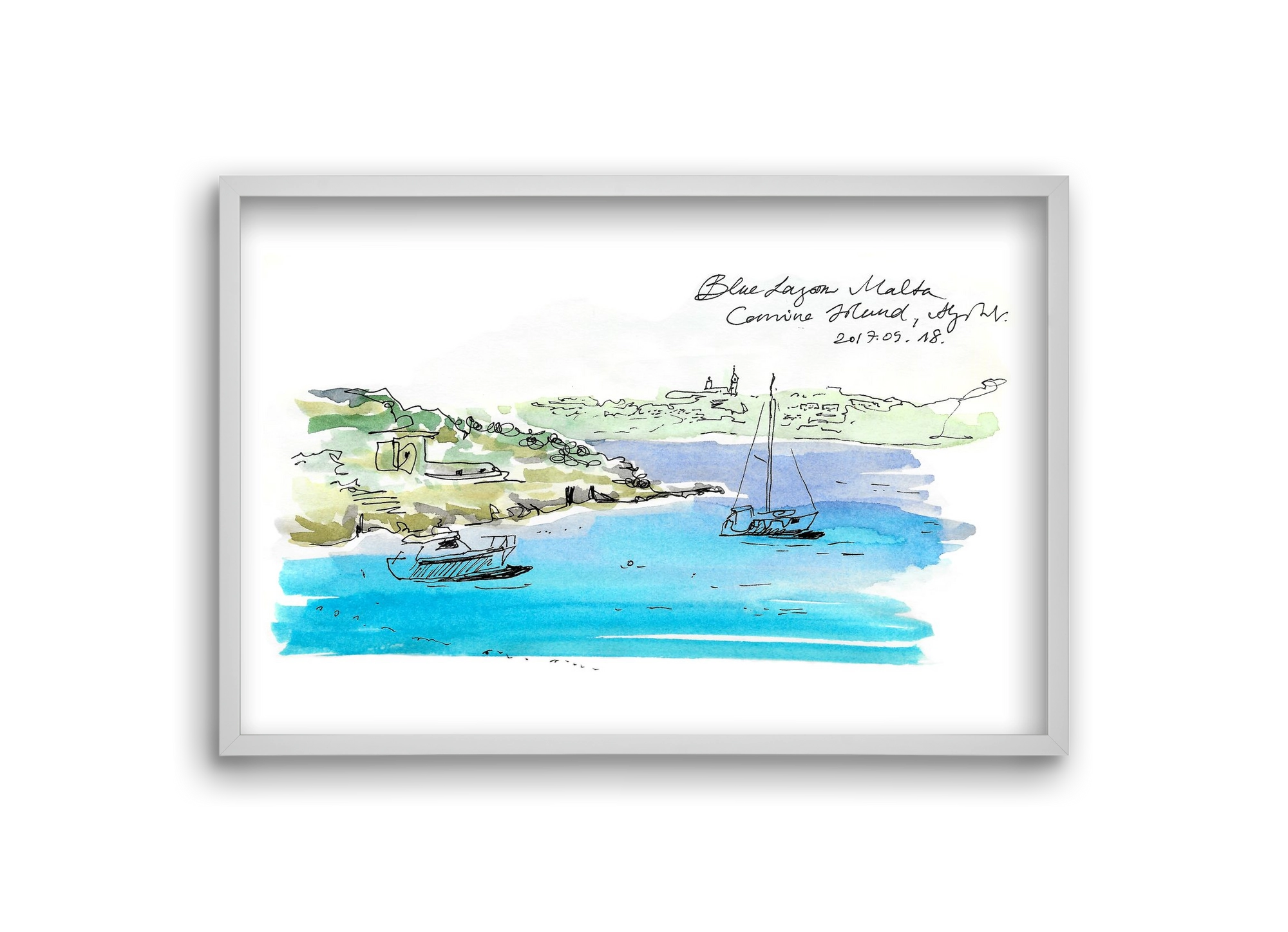 MALTA AQUARELLE NO.7, 30x20 cm (30x20 cm), Fehér keret