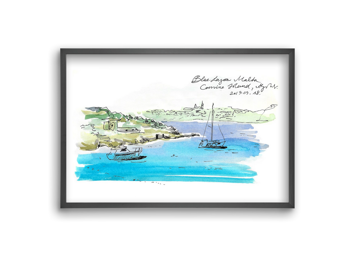 MALTA AQUARELLE NO.7, 30x20 cm (30x20 cm), Fekete keret