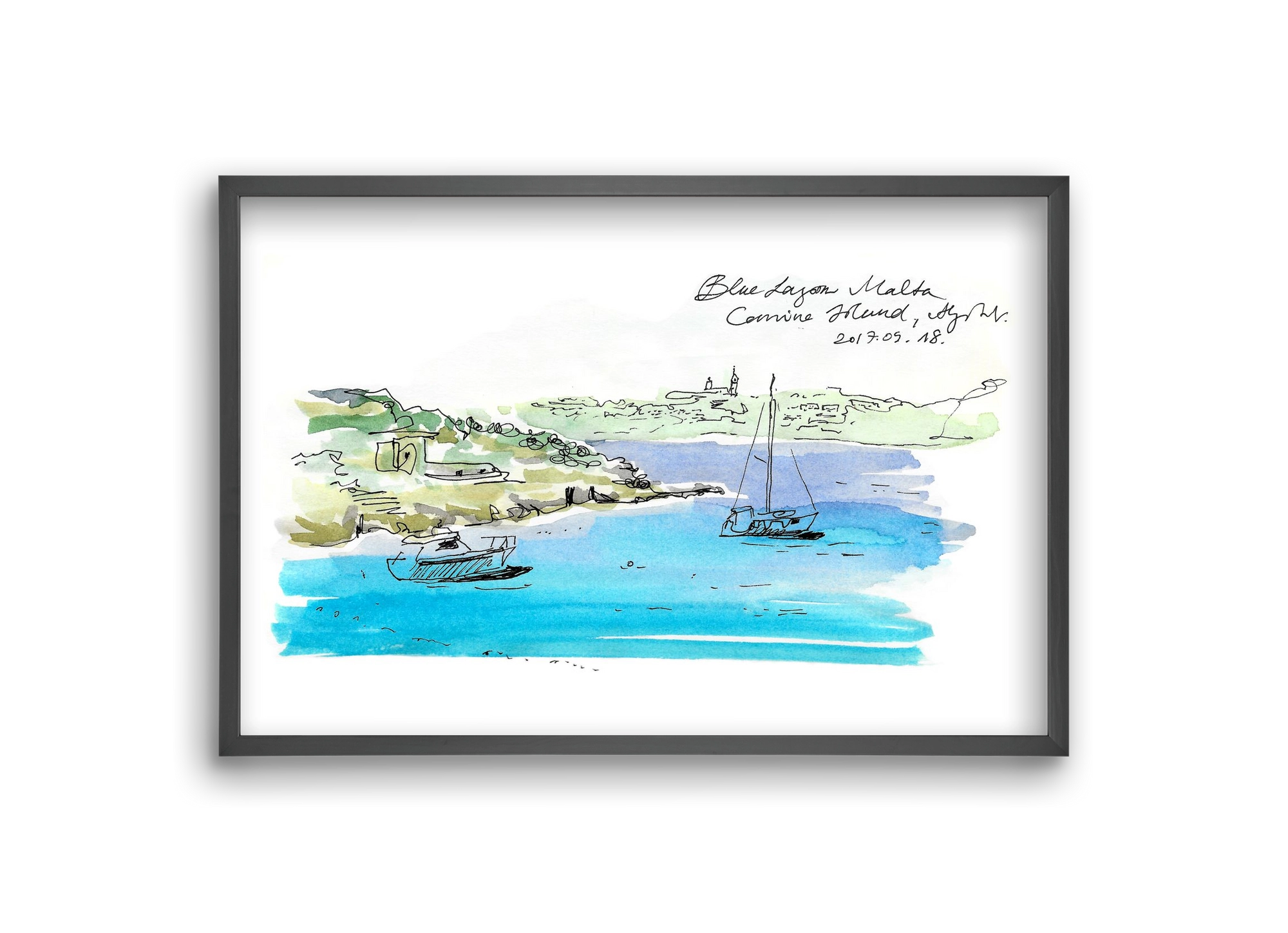 MALTA AQUARELLE NO.7, 30x20 cm (30x20 cm), Fekete keret