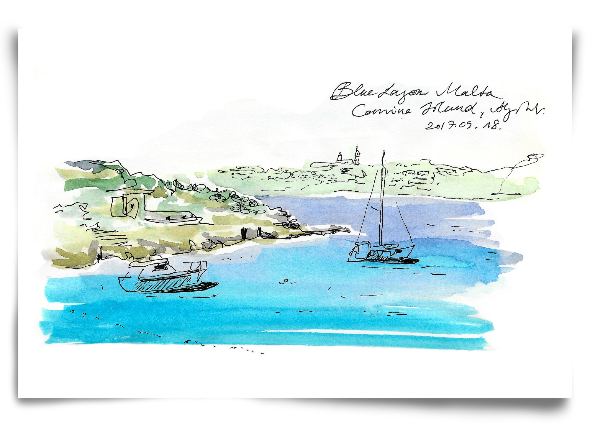 MALTA AQUARELLE NO.7, 90x60 cm, Keret nélkül