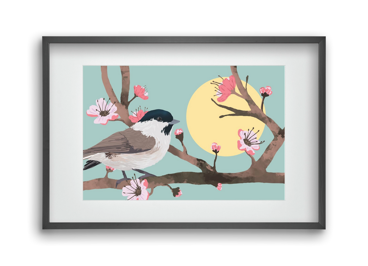 Tavasz, 45x30 cm (30x20 cm), Fekete keret, paszpartuval