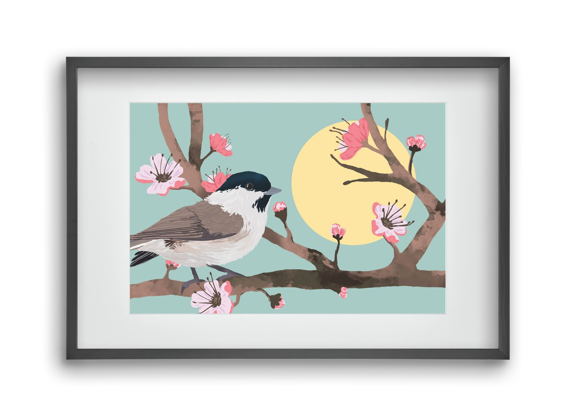 Tavasz, 45x30 cm (30x20 cm), Fekete keret, paszpartuval