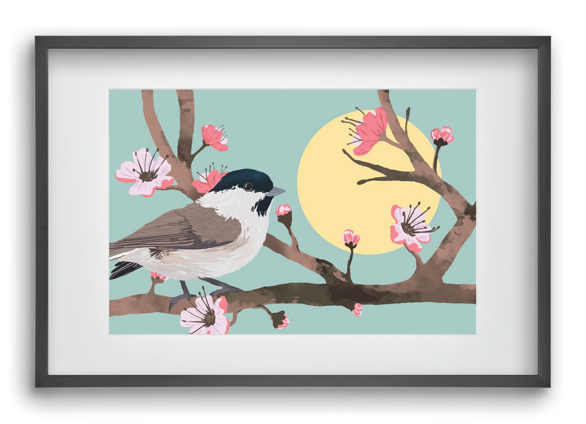 Tavasz, 60x40 cm (45x30 cm), Fekete keret, paszpartuval