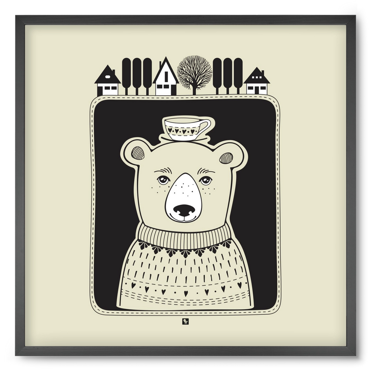 HONEYCUP, 50x50 cm (50x50 cm), Fekete keret