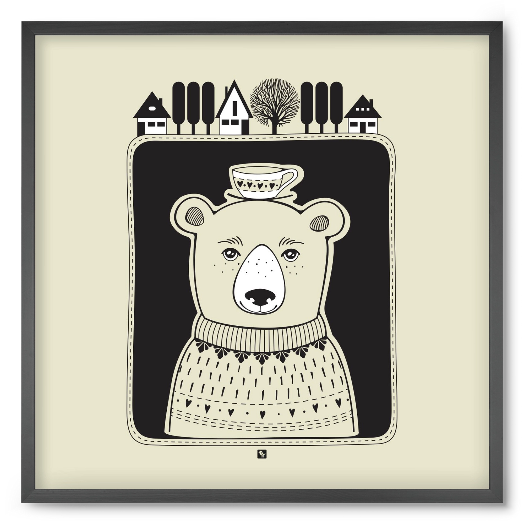 HONEYCUP, 50x50 cm (50x50 cm), Fekete keret