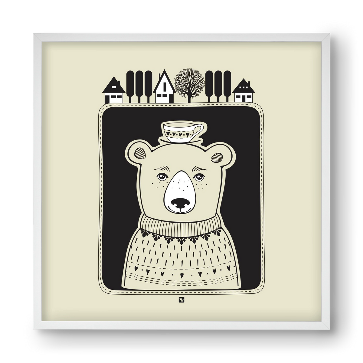 HONEYCUP, 40x40 cm (40x40 cm), Fehér keret