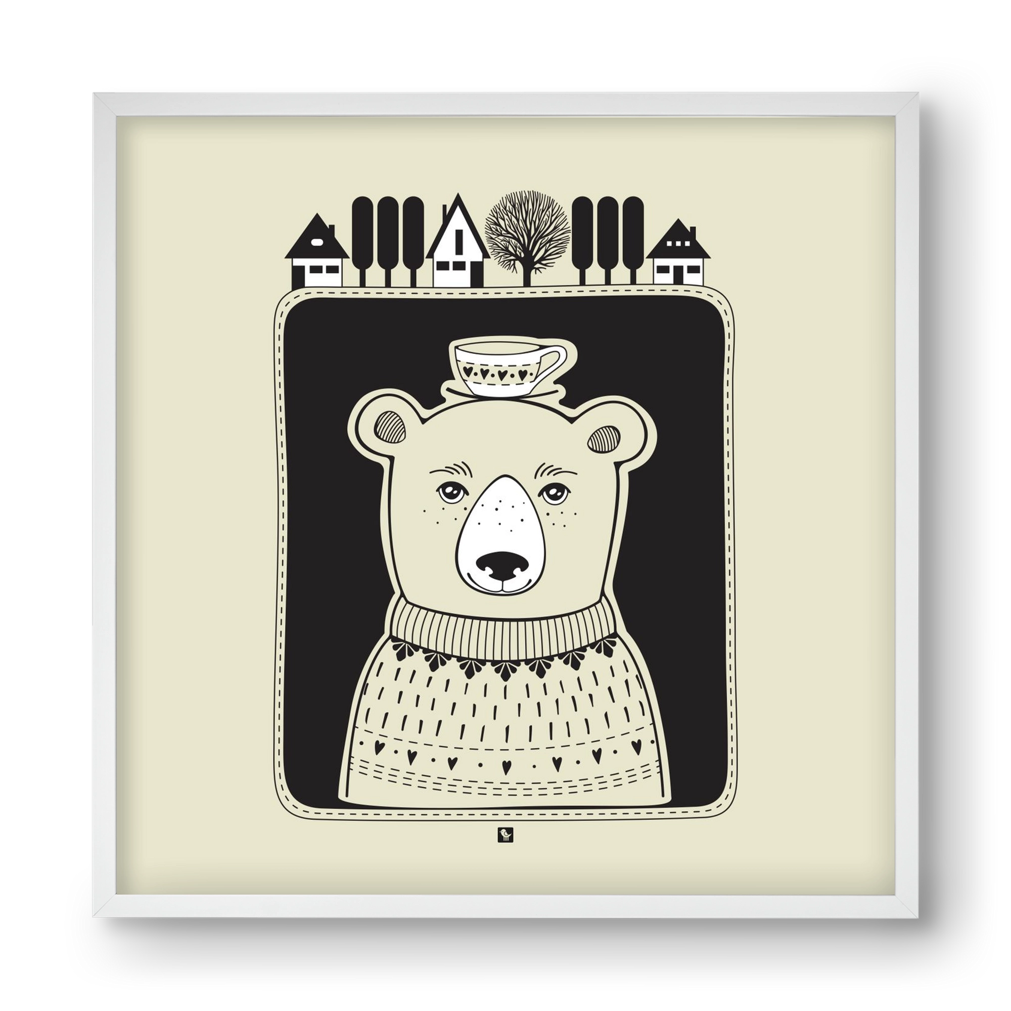 HONEYCUP, 40x40 cm (40x40 cm), Fehér keret