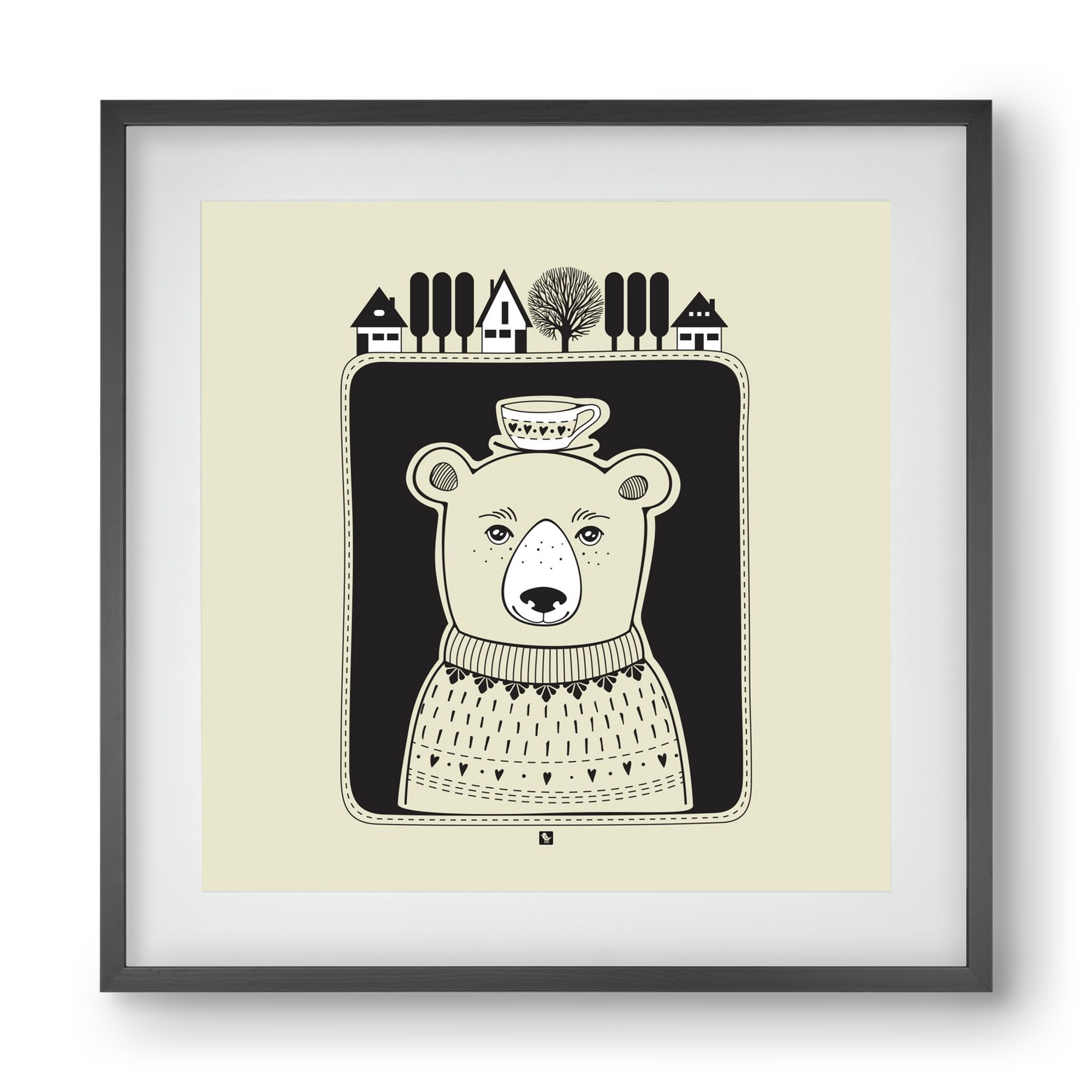 HONEYCUP, 40x40 cm (30x30 cm), Fekete keret, paszpartuval