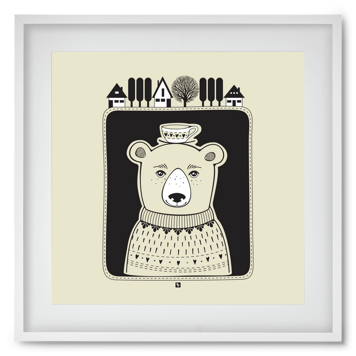 HONEYCUP, 50x50 cm (40x40 cm), Fehér keret, paszpartuval