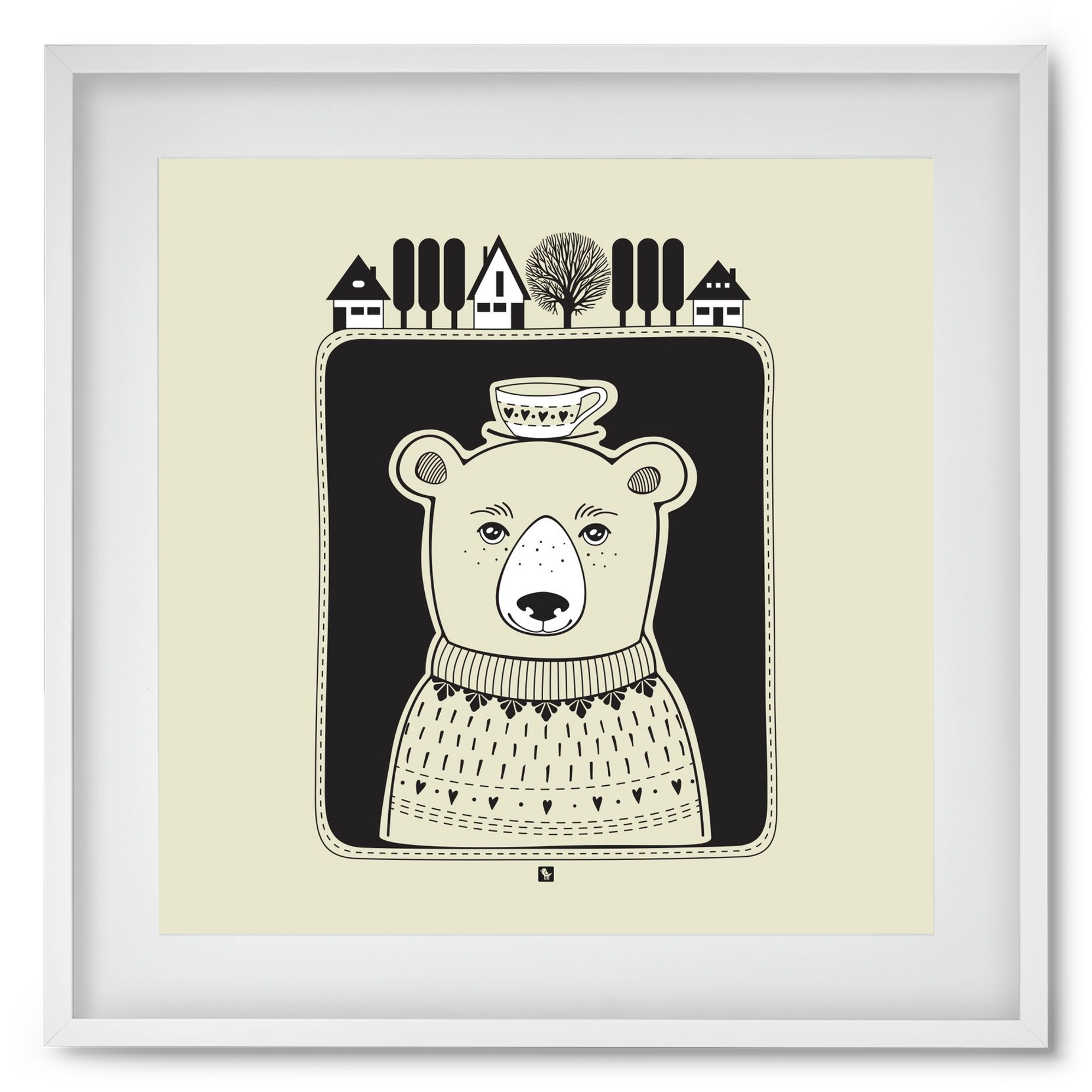 HONEYCUP, 50x50 cm (40x40 cm), Fehér keret, paszpartuval