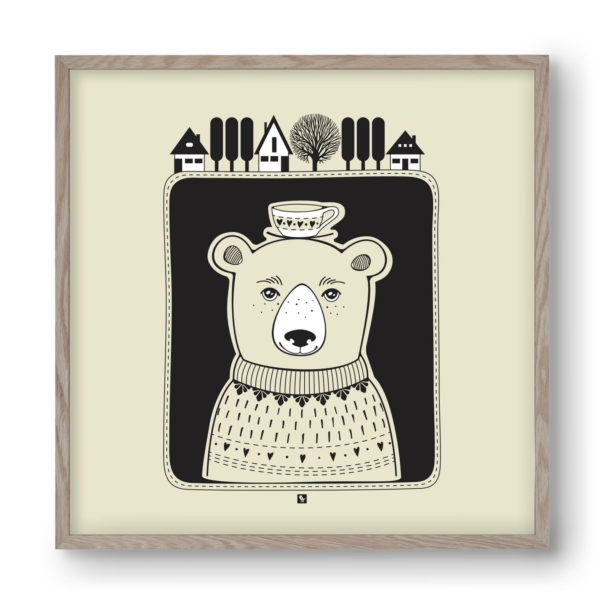 HONEYCUP, 40x40 cm (40x40 cm), Tölgy keret