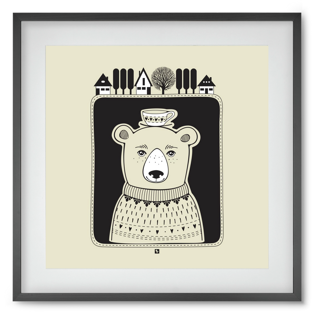 HONEYCUP, 50x50 cm (40x40 cm), Fekete keret, paszpartuval