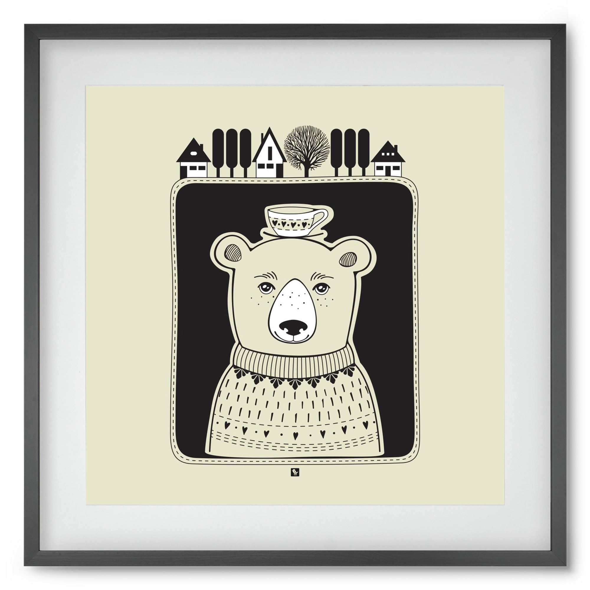 HONEYCUP, 50x50 cm (40x40 cm), Fekete keret, paszpartuval