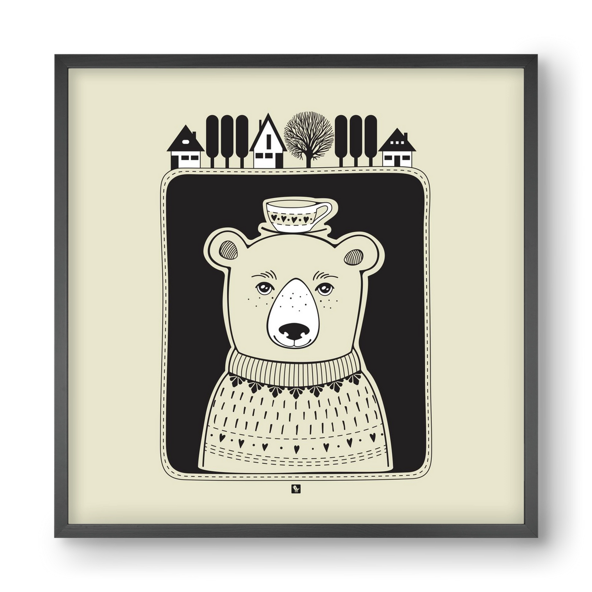 HONEYCUP, 40x40 cm (40x40 cm), Fekete keret